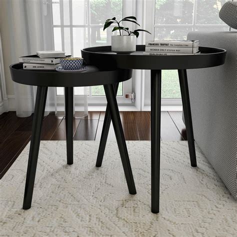 Special End Table Set Of 2 Black